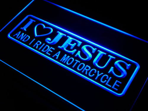 I Love Jesus and I Ride Motorcycle Neon Sign